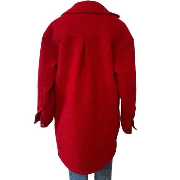 Old Navy bouclé wool blend shacket Robbie Red small - Picture 4 of 15
